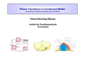 Phase Transitions in Condensed Matter Hans-Henning Klauss