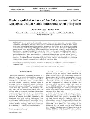 Dietary Guild Structure of the Fish Community in the Northeast United States Continental Shelf Ecosystem