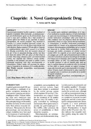 Cisapride: a Novel Gastroprokinetic Drug V