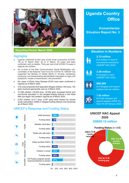 UNICEF Uganda End-Of-Year Humanitarian Situation Report