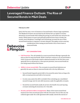 Leveraged Finance Outlook: the Rise of Secured Bonds in M&A Deals
