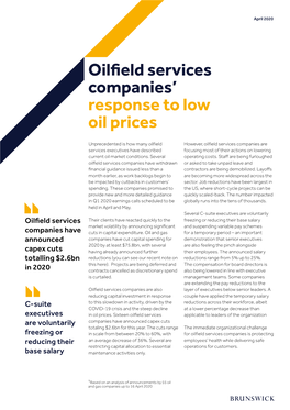Oilfield Services Companies' Response to Low Oil Prices