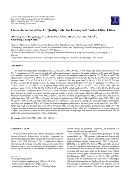 Characterization of the Air Quality Index for Urumqi and Turfan Cities, China