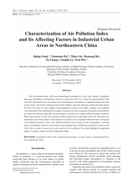 Characterization of Air Pollution Index and Its Affecting Factors in Industrial Urban Areas in Northeastern China