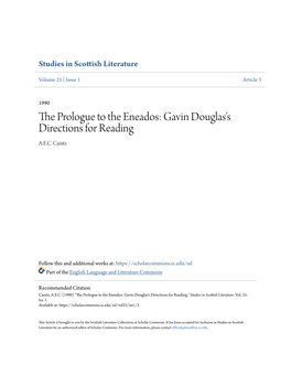 The Prologue to the Eneados: Gavin Douglas's Directions for Reading