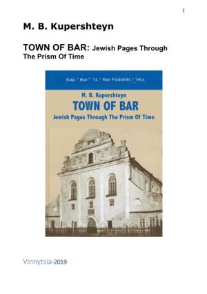 MB Kupershteyn TOWN of BAR: Jewish Pages Through