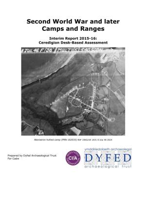 Second World War and Later – Ceredigion Camps and Ranges Interim Report 2014-15