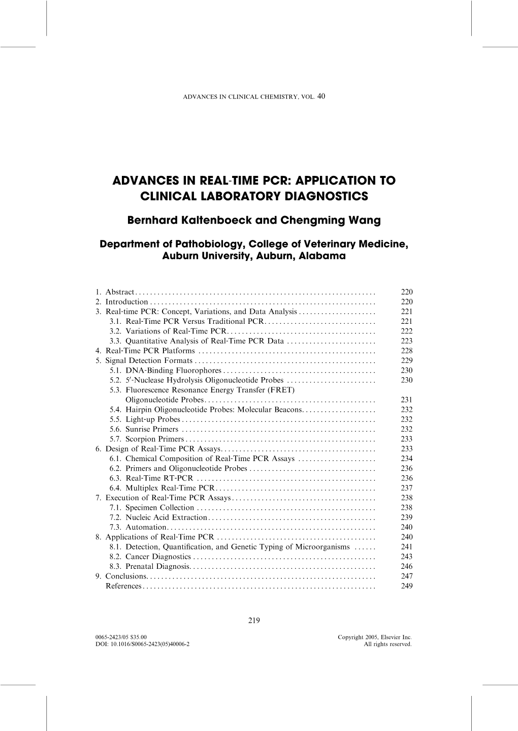 Advances in Real‐Time Pcr: Application to Clinical Laboratory Diagnostics