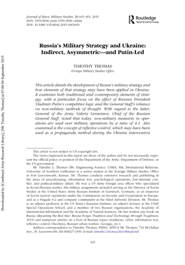 Russia's Military Strategy and Ukraine