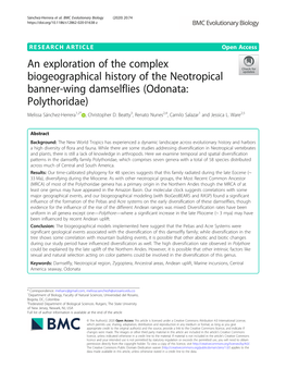 Odonata: Polythoridae) Melissa Sánchez-Herrera1,2* , Christopher D