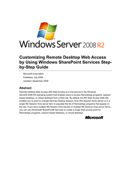Customizing Remote Desktop Web Access by Using Windows Sharepoint Services Step- By-Step Guide