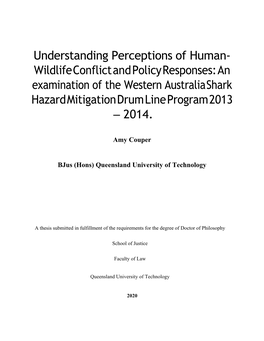 An Examination of the Western Australia Shark Hazard Mitigation Drum Line Program 2013 – 2014