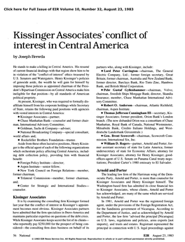 Kissinger Associates' Conflict of Interest in Central America