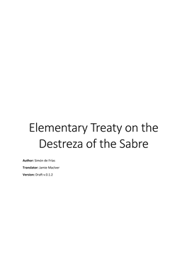 Elementary Treaty on the Destreza of the Sabre