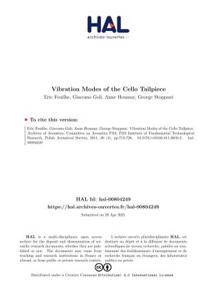 Vibration Modes of the Cello Tailpiece Eric Fouilhe, Giacomo Goli, Anne Houssay, George Stoppani
