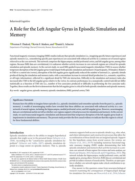 A Role for the Left Angular Gyrus in Episodic Simulation and Memory