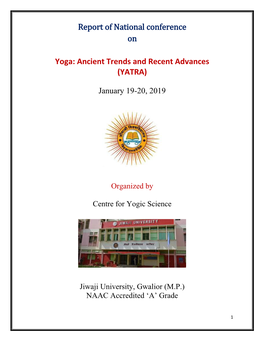 Report of National Conference on Yoga: Ancient Trends and Recent