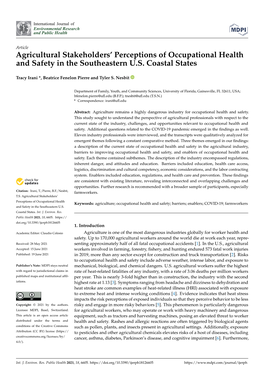 Agricultural Stakeholders' Perceptions of Occupational Health and Safety in the Southeastern U.S. Coastal States