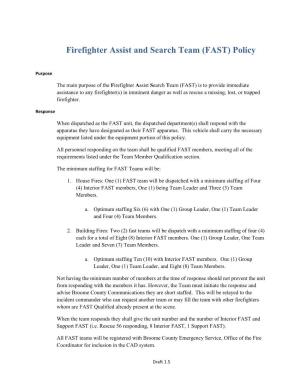 Firefighter Assist and Search Team (FAST) Policy