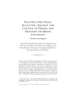 Augustine, Aquinas, the Council of Vienne, and Death by the Brain Criterion