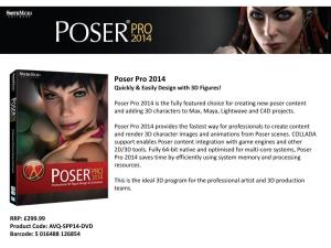 Poser Pro 2014 Quickly & Easily Design with 3D Figures!