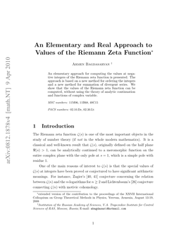 An Elementary and Real Approach to Values of the Riemann Zeta Function