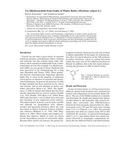 5-N-Alkylresorcinols from Grains of Winter Barley (Hordeum Vulgare