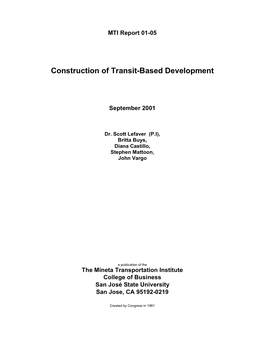 Construction of Transit-Based Development