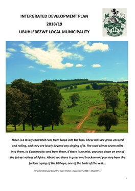 Intergrated Development Plan 2018/19 Ubuhlebezwe Local Municipality