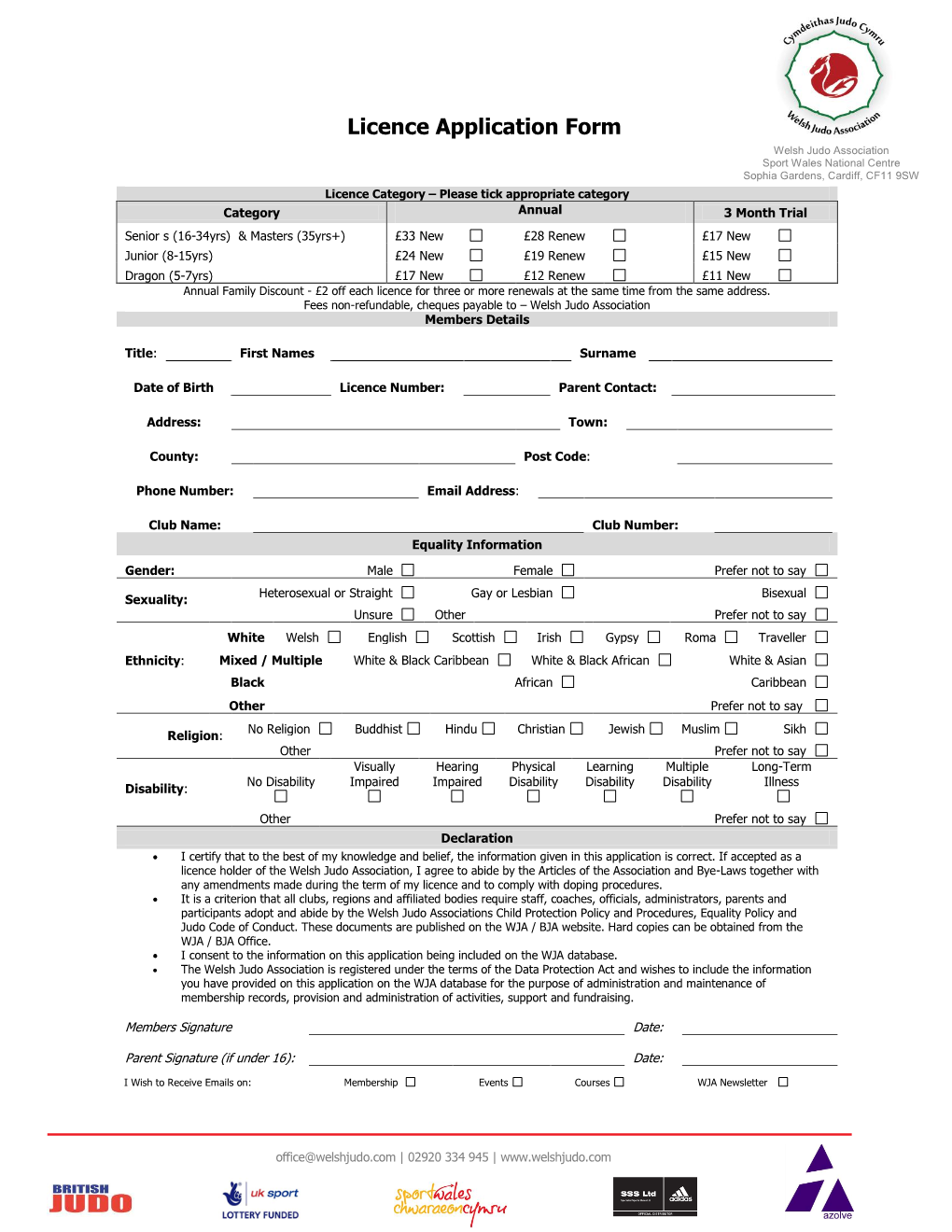 Licence Application Form