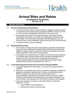Investigative Guidelines: Animal Bites and Rabies
