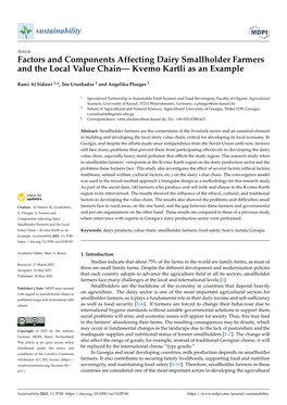 Factors and Components Affecting Dairy Smallholder Farmers and the Local Value Chain— Kvemo Kartli As an Example