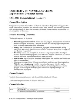 CSC-758: Computational Geometry Course Description