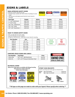 Signs & Traffic Con T Rol Signs & Labels