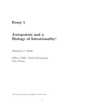 Autopoiesis and a Biology of Intentionality∗
