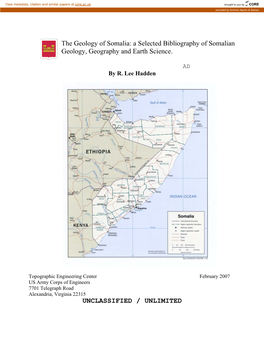 The Geology of Somalia: a Selected Bibliography of Somalian Geology, Geography and Earth Science