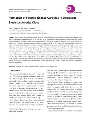 Formation of Faceted Excess Carbides in Damascus Steels Ledeburite Class