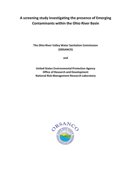 A Screening Study Investigating the Presence of Emerging Contaminants Within the Ohio River Basin