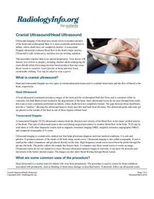 Cranial Or Head Ultrasound