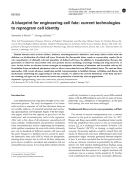 A Blueprint for Engineering Cell Fate: Current Technologies to Reprogram Cell Identity