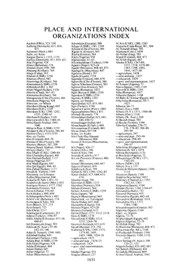 Place and International Organizations Index