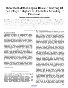 Theoretical-Methodological Basis of Studying of the History of Uighurs in Uzbekistan According to Diasporas