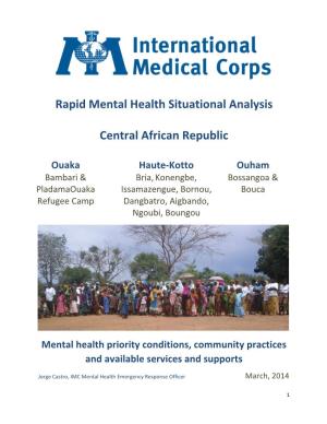 Rapid Mental Health Situational Analysis Central African Republic