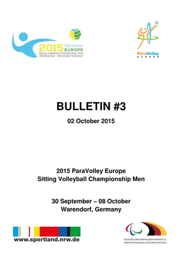 BULLETIN #3 02 October 2015