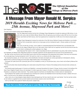 A Message from Mayor Ronald M. Serpico 2019 Heralds Exciting News for Melrose Park
