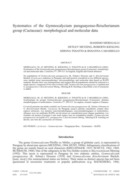 Systematics of the Gymnocalycium Paraguayense-Fleischerianum Group