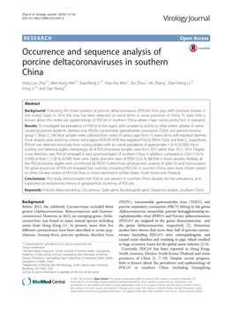 Occurrence and Sequence Analysis of Porcine Deltacoronaviruses In