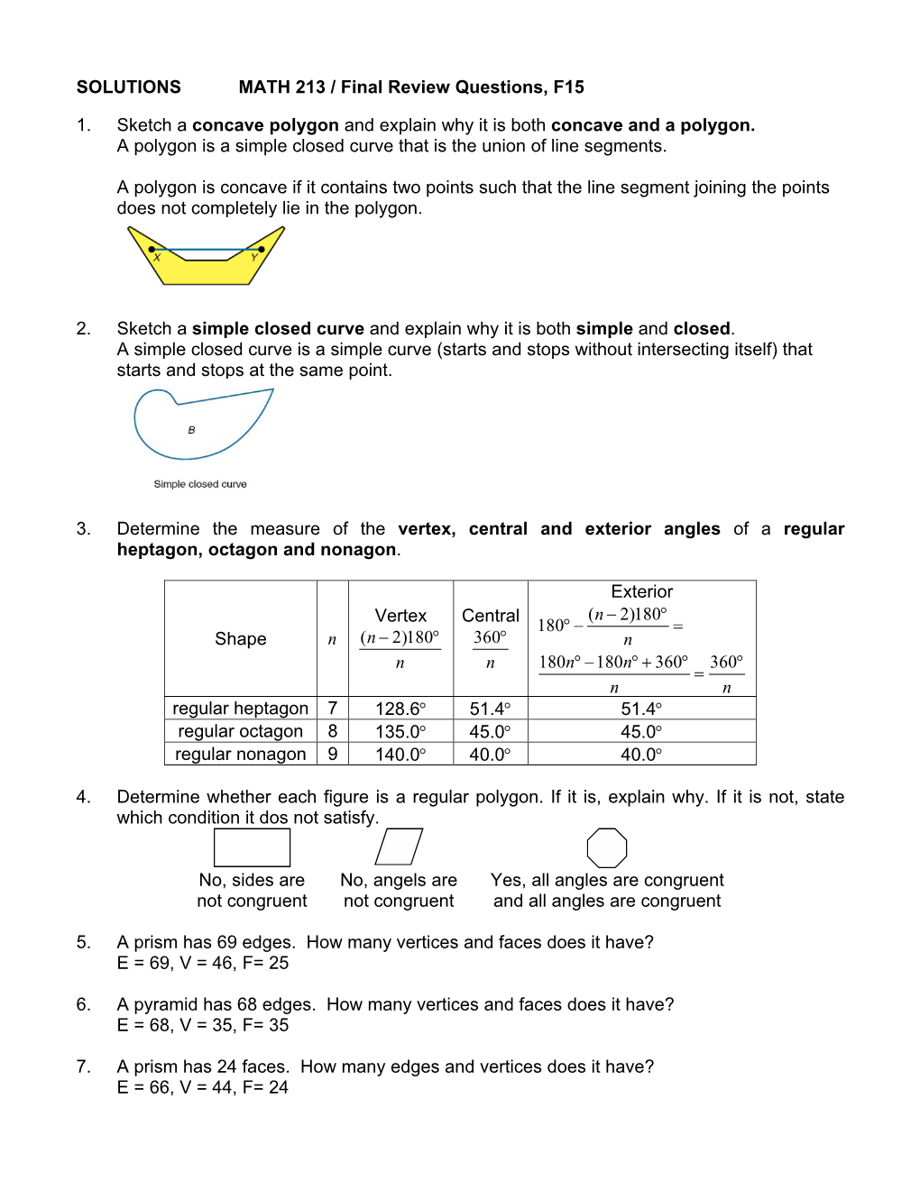 Final Exam Review Questions with Solutions