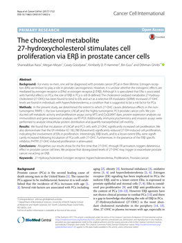 The Cholesterol Metabolite 27-Hydroxycholesterol Stimulates