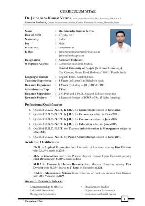 Dr. Jainendra Kumar Verma, Ph.D